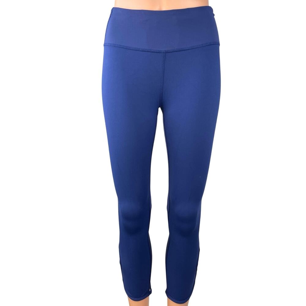 Lululemon Blue Mesh Low Rise Back Pocket Yoga Capri Athletic Leggings Pants Sz 0